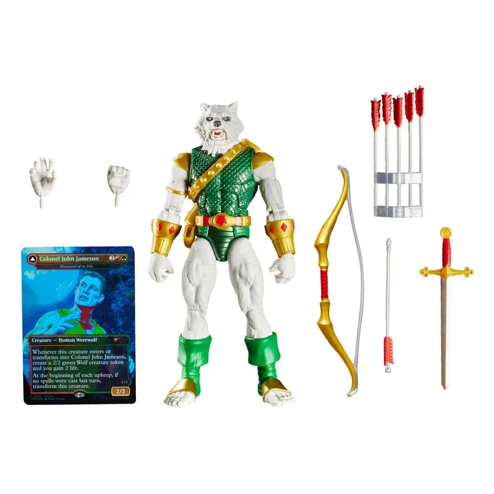 Hasbro Marvel Legends Man-Wolf Figure + Magic: The Gathering Foil Card - Image 1