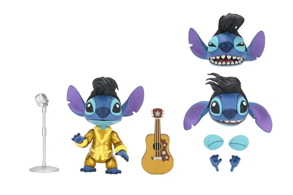 NECA Disney Stitch Ultimate Gold Suit Elvis 7" Figure - Image 1