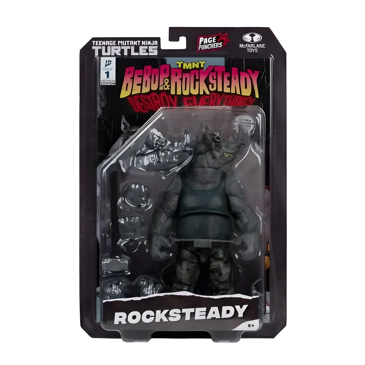 McFarlane Toys TMNT Page Punchers Rocksteady Action Figure with Comic - Image 6