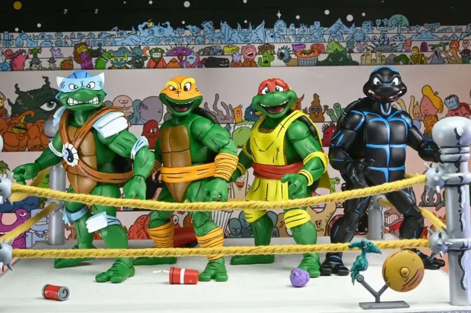 NECA Teenage Mutant Ninja Turtles Stump Wrestling 4‑Pack – 7‑inch Action Figures - Image 2