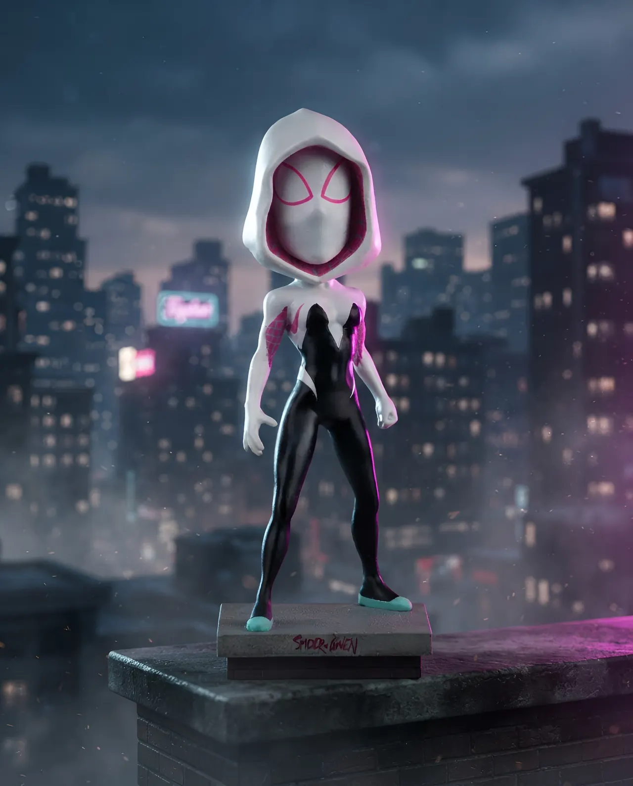 NECA Marvel Head Knocker Spider Gwen Masquée Classique Bobblehead - Image 5